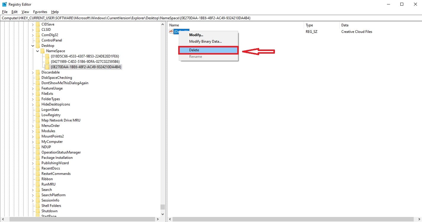 Xóa Creative Cloud Files trong File Explorer trên Windows